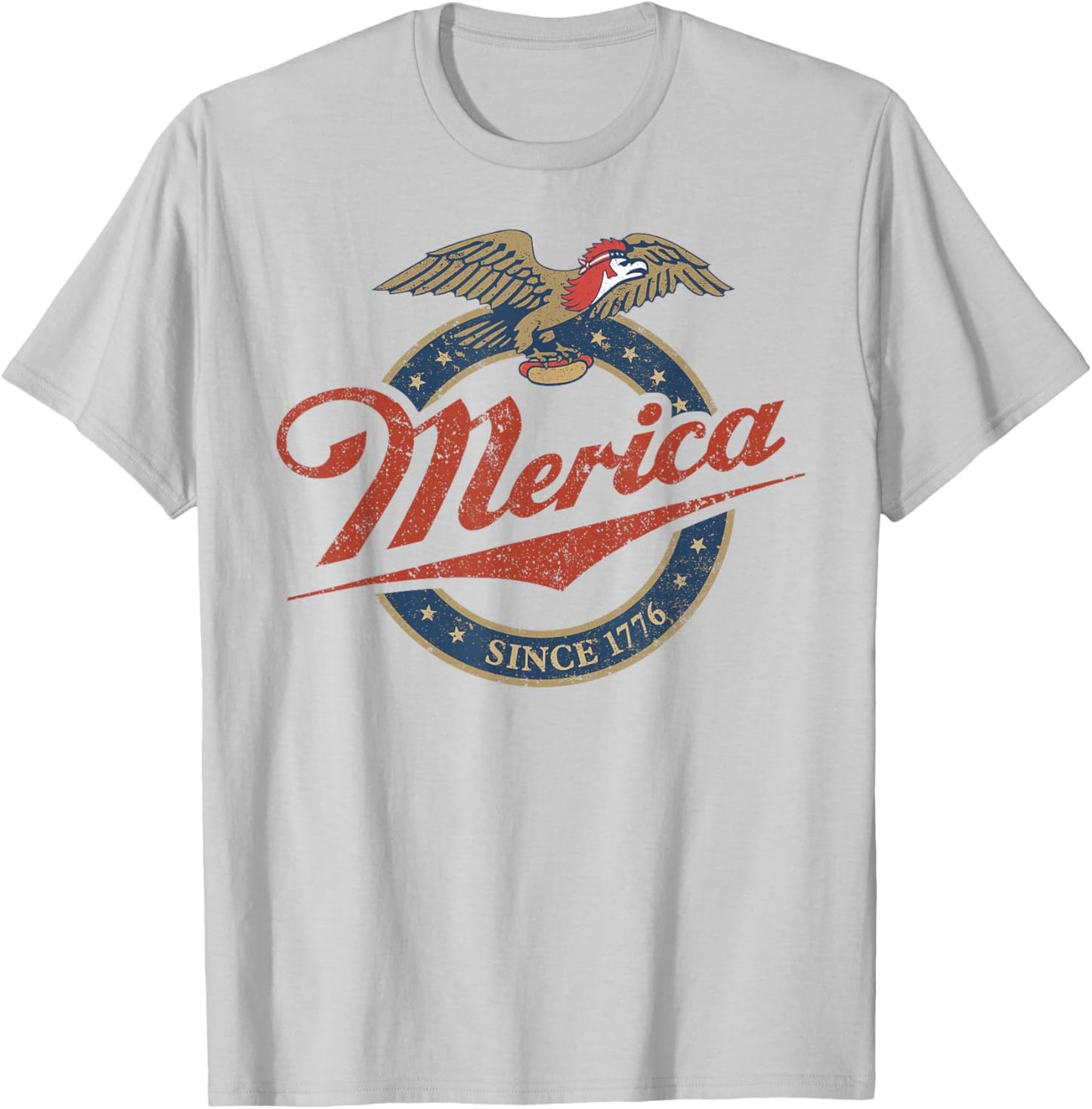 Merica Eagle Mullet Hot Dog Vintage T-Shirt - T-Shirt | Ash