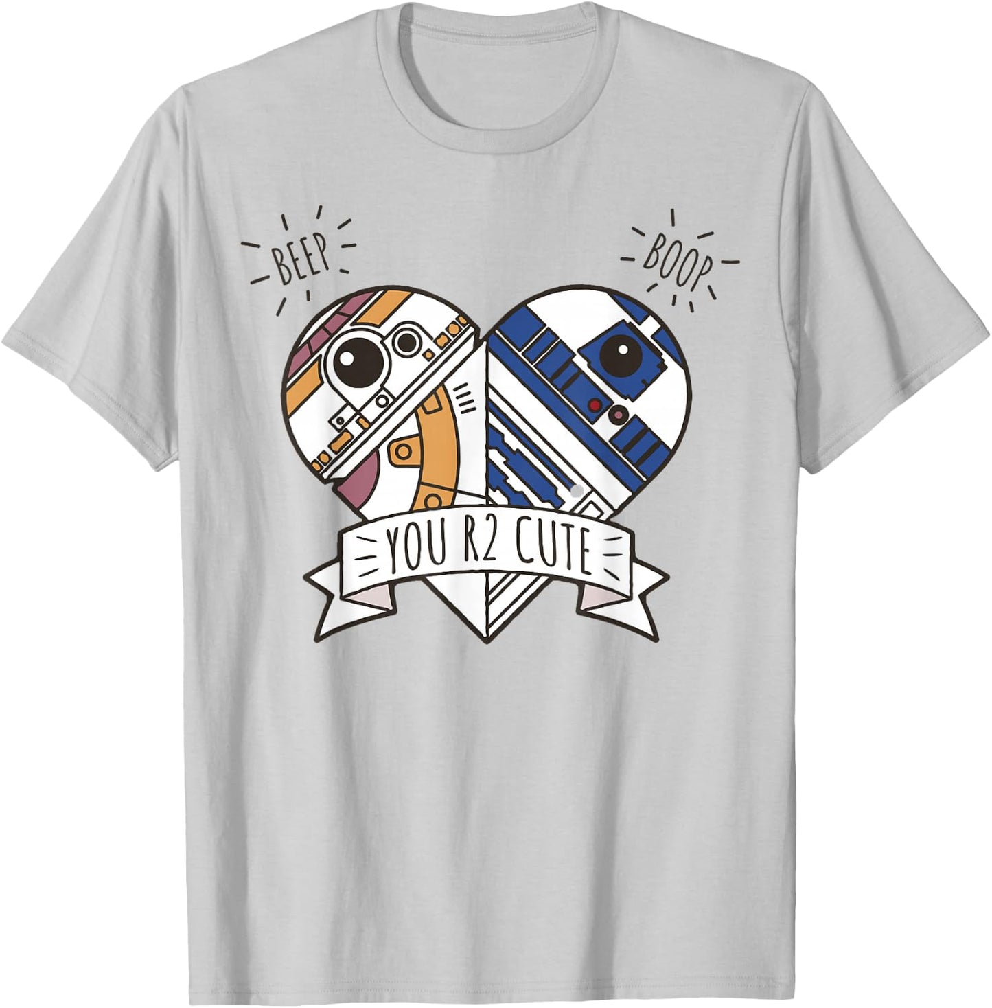 Star Wars Valentine's Day You R2 Cute Heart Droids Logo T-Shirt - T-Shirt | Ash