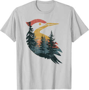 Woodpecker Hunting Hiking Outdoor Camping Forest Men Women T-Shirt - T-Shirt | Ash
