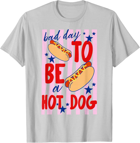 Bad Day to Be A Hot Dog Funny BBQ Grilling 4th of July T-Shirt - T-Shirt | Ash