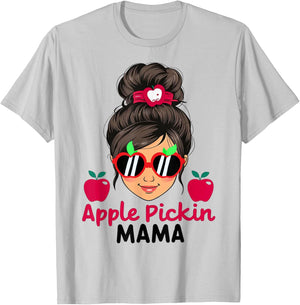 Apple Pickin Mama Cute Mom Apple Picking Crew Harvest Season T-Shirt - T-Shirt | Ash