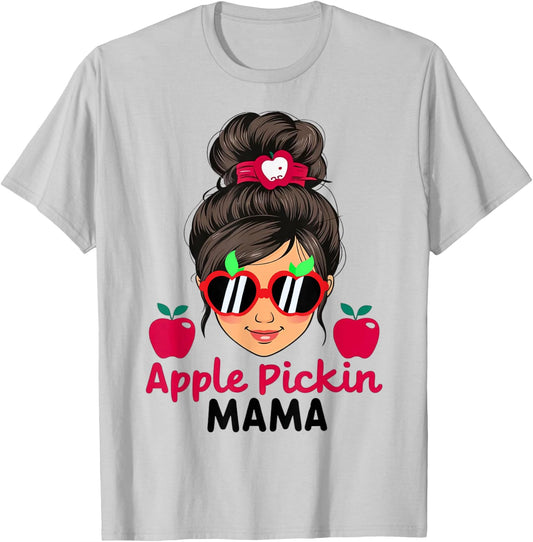Apple Pickin Mama Cute Mom Apple Picking Crew Harvest Season T-Shirt - T-Shirt | Ash