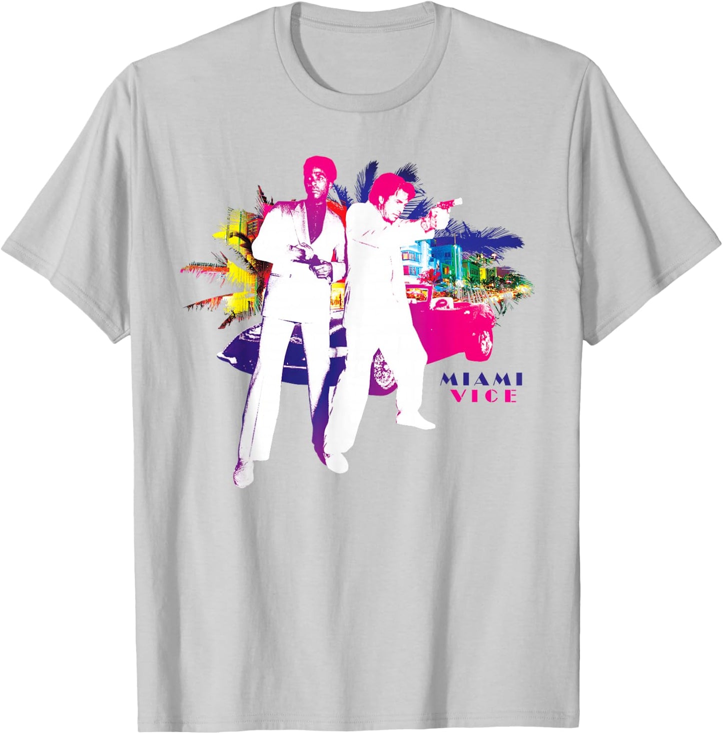 Miami Vice Crockett & Tubbs in Action T-Shirt - T-Shirt | Ash