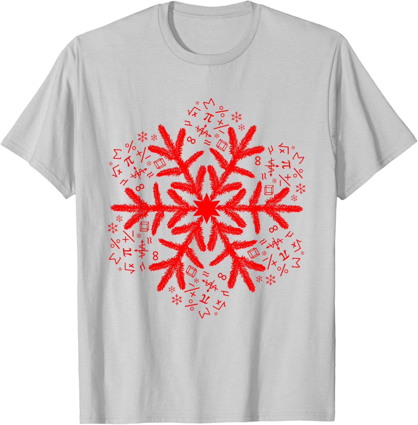 Mathematics Snowflake Math Christmas T-Shirt - T-Shirt | Ash