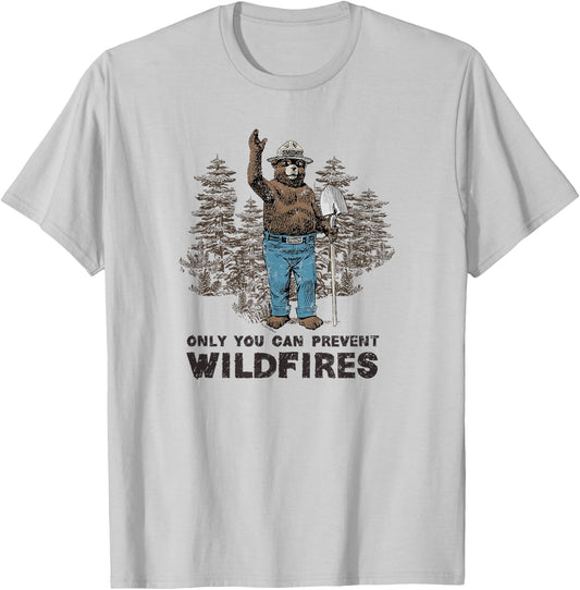 Smokey Bear Only You Can Prevent Wildfires T-Shirt - T-Shirt | Ash