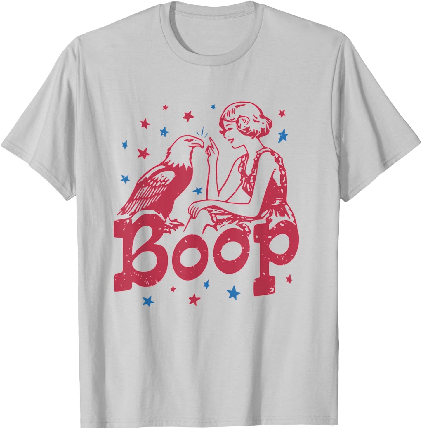Retro Funny Eagle Boop Patriotic 4th July Retro America T-Shirt - T-Shirt | Ash