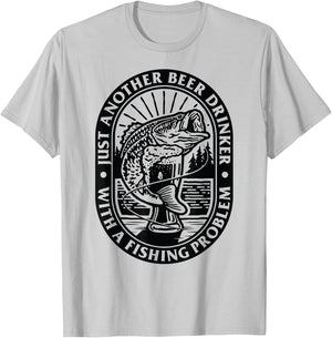 Funny Another Beer Drinker With a Fishing Problem For Dad T-Shirt - T-Shirt | Ash
