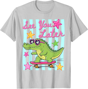 See You Later Teacher Summer Alligator Last Day of School T-Shirt - T-Shirt | Ash