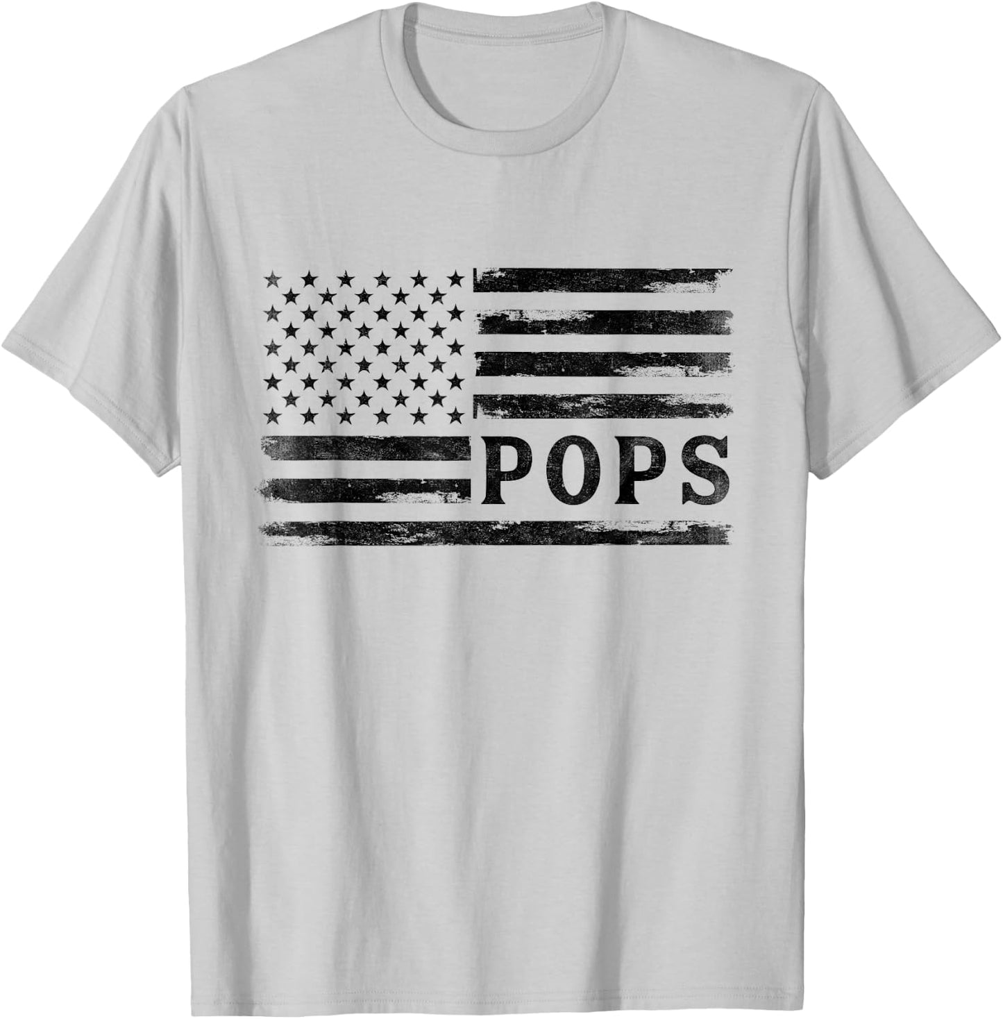 Pops Black Vintage USA Flag Father's Day Grandpa T-Shirt - T-Shirt | Ash
