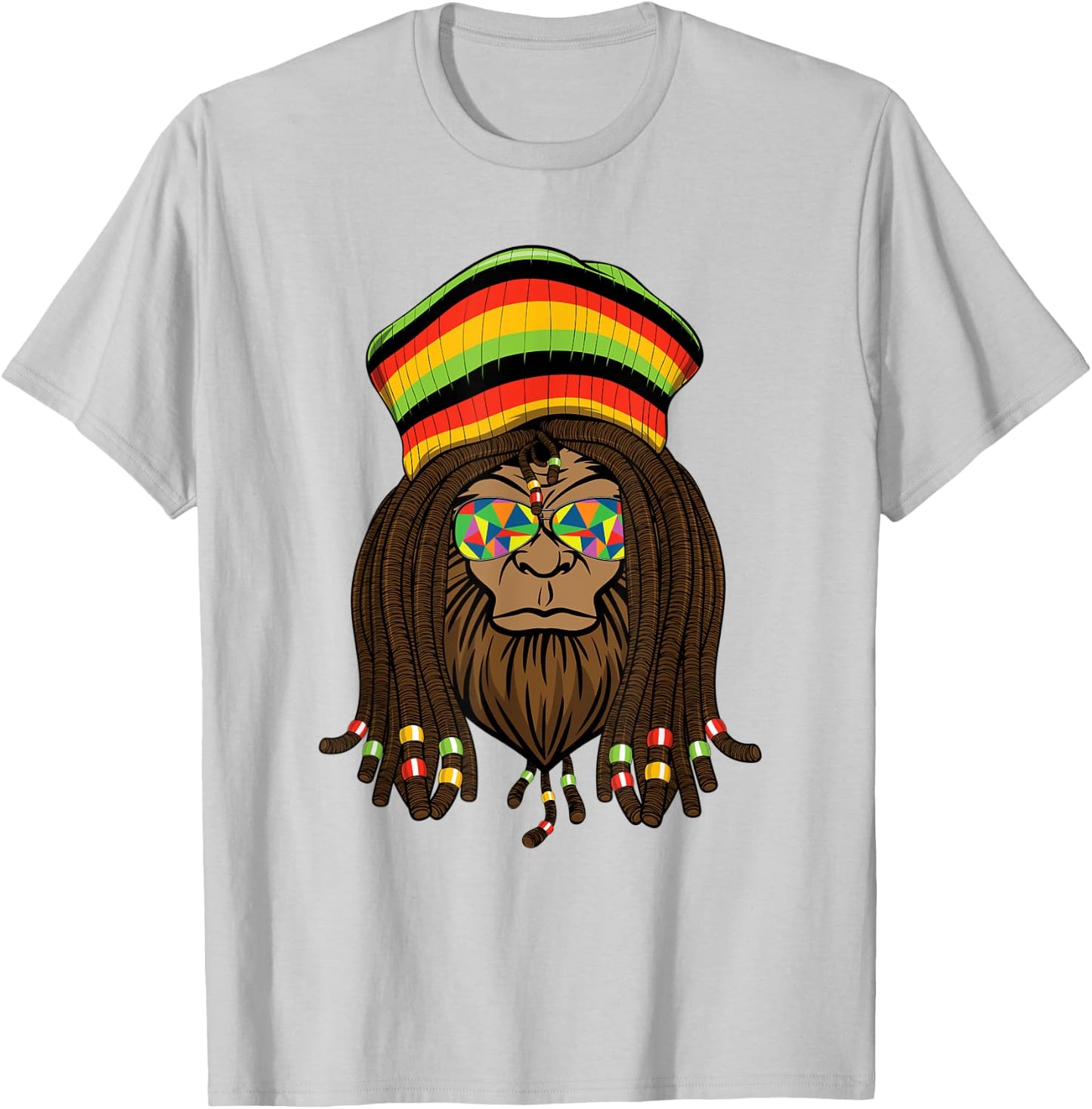 Sasquatch Reggae Dreads Bigfoot Dreadlocks Jamaica Rasta T-Shirt - T-Shirt | Ash