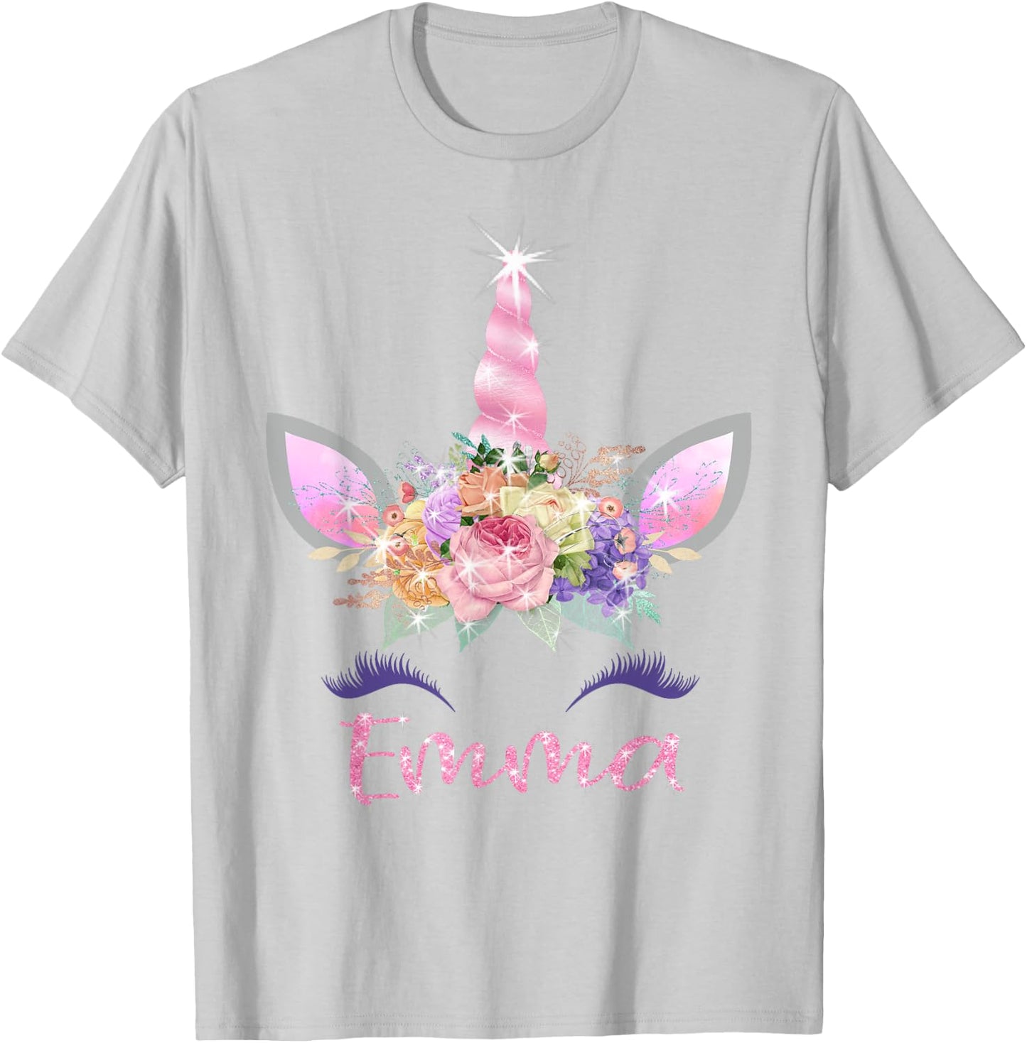 Emma: Unicorn Shirts for Girls with Name T-Shirt - T-Shirt | Ash