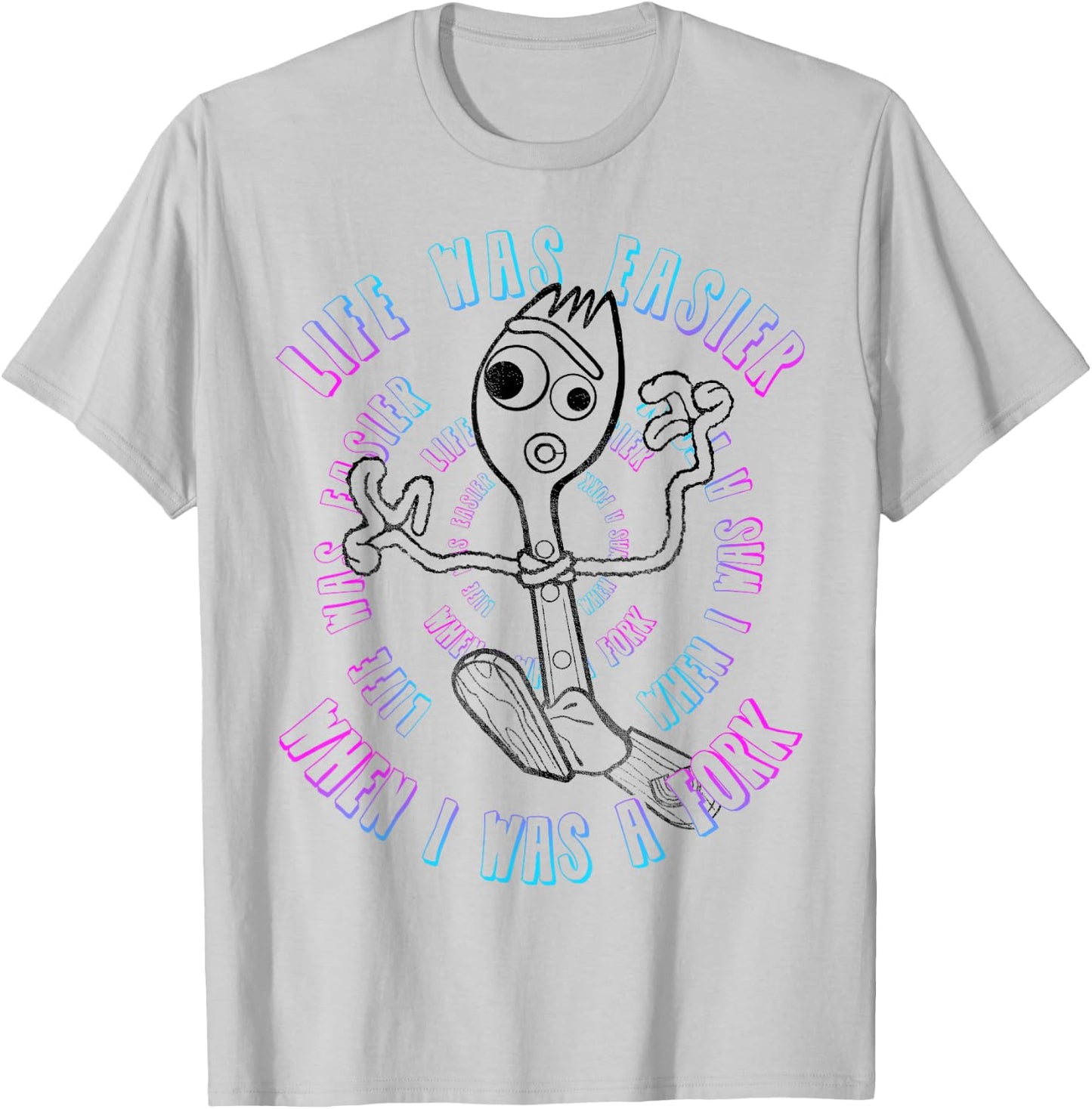 Disney Pixar Toy Story 4 Forky Life was Easier Poster T-Shirt - T-Shirt | Ash