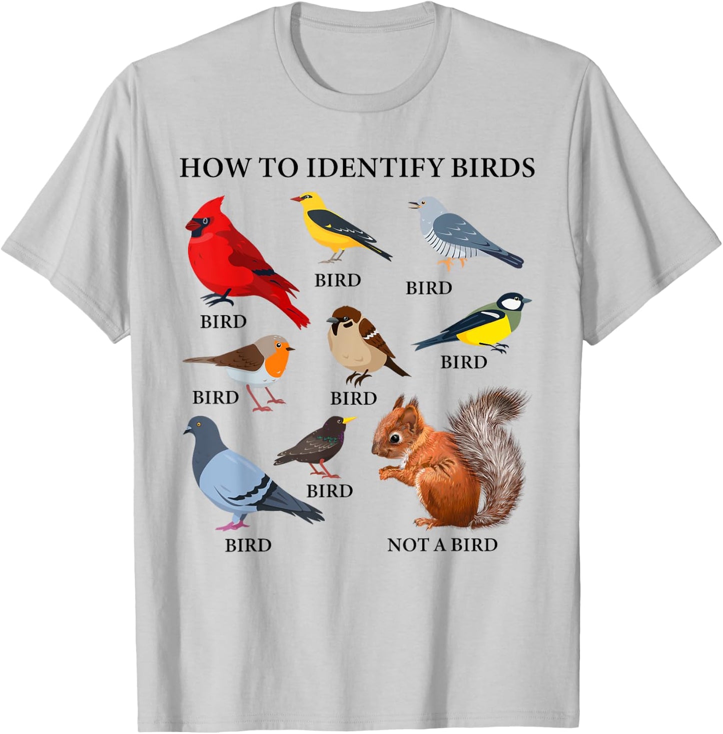 How to Identify Birds Funny Birds Identification Birdwatcher T-Shirt - T-Shirt | Ash