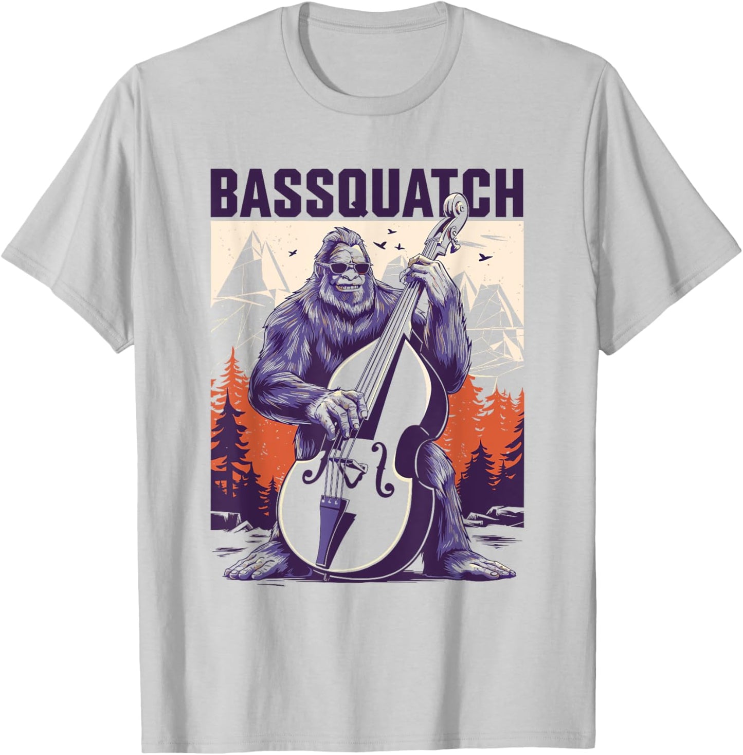 Bassquatch Bigfoot Double Bass Fiddle Upright Bass Sasquatch T-Shirt - T-Shirt | Ash