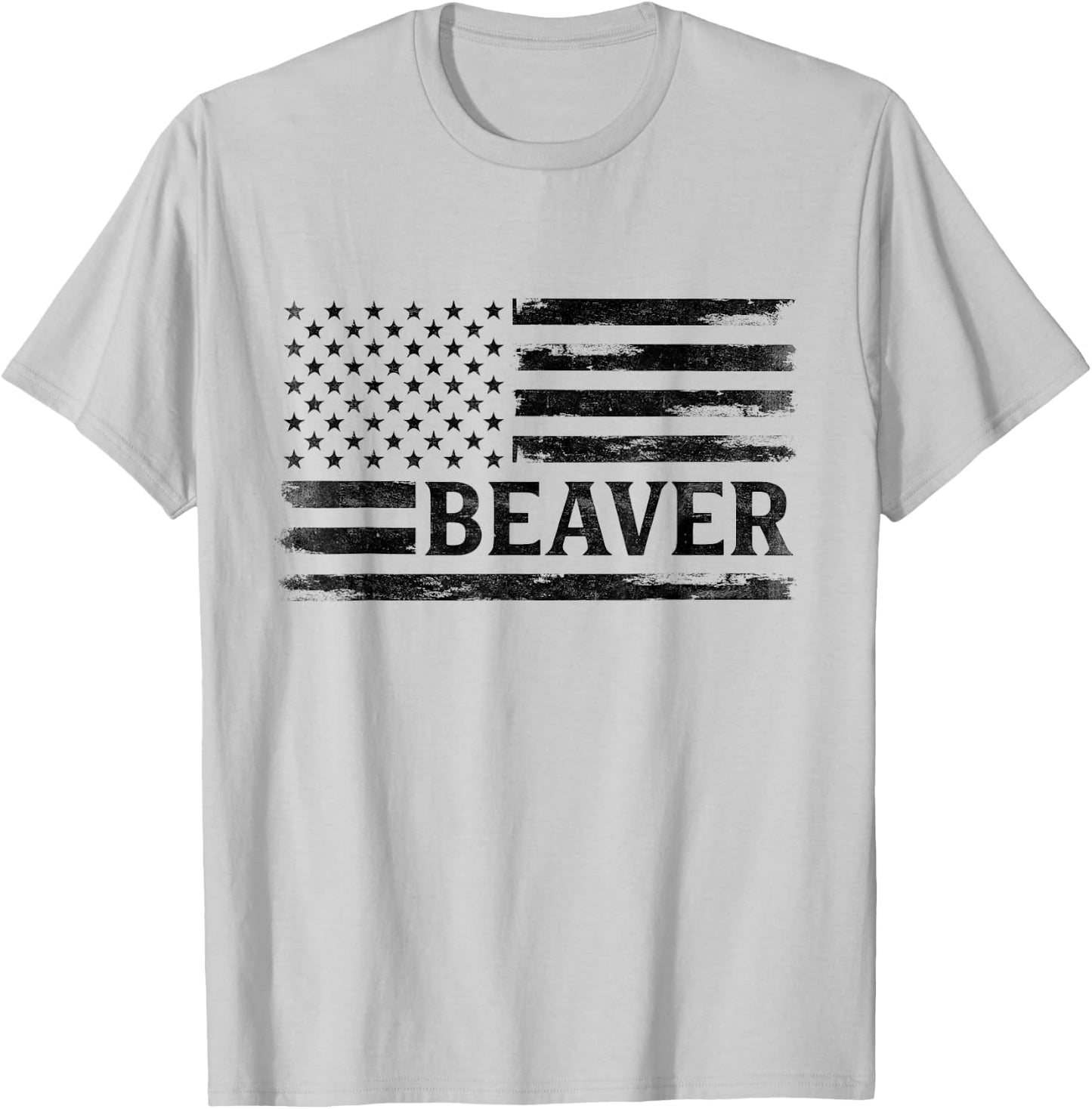 Beaver Black Vintage USA Flag Animal Lover T-Shirt - T-Shirt | Ash
