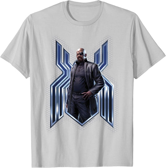 Marvel Spider-Man Far From Home Nick Fury Spider-Man Logo T-Shirt - T-Shirt | Ash