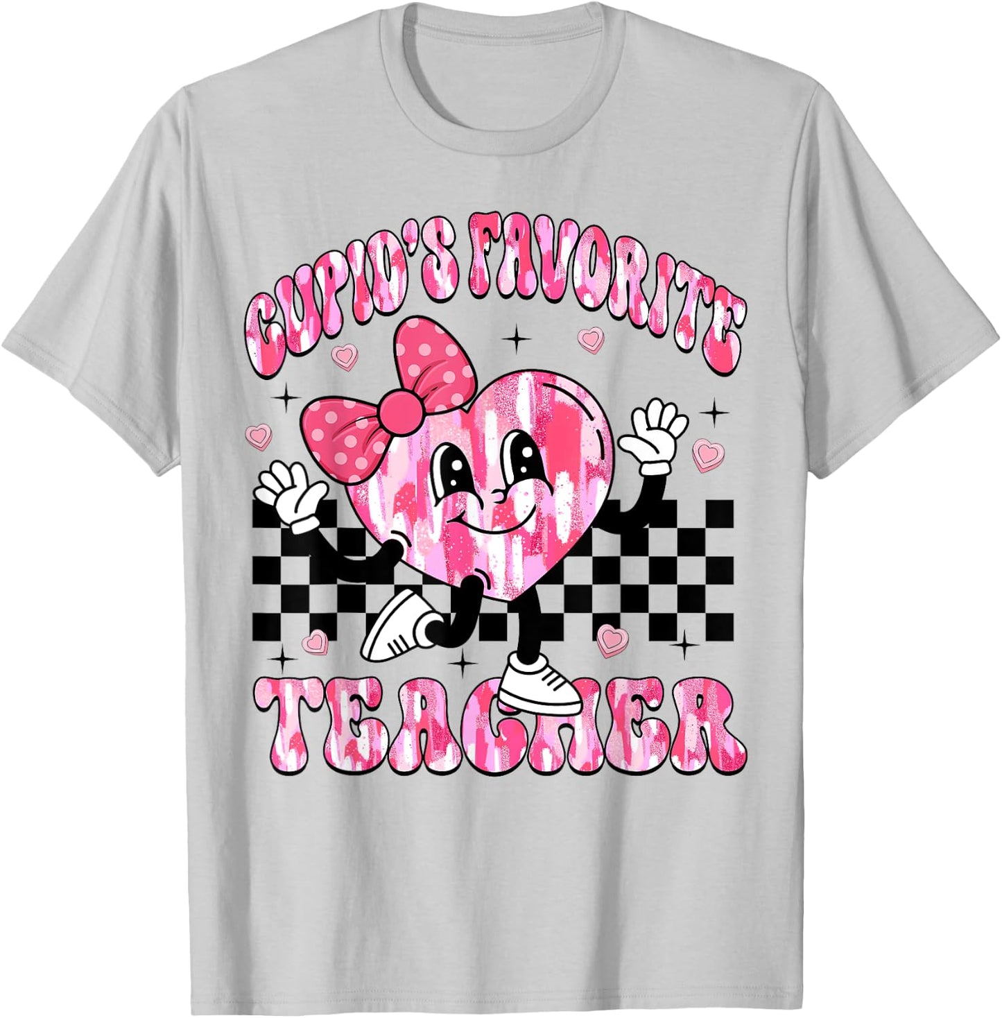 Cupid's Favorite Teacher Cute Heart Bow Valentines Day Women T-Shirt - T-Shirt | Ash