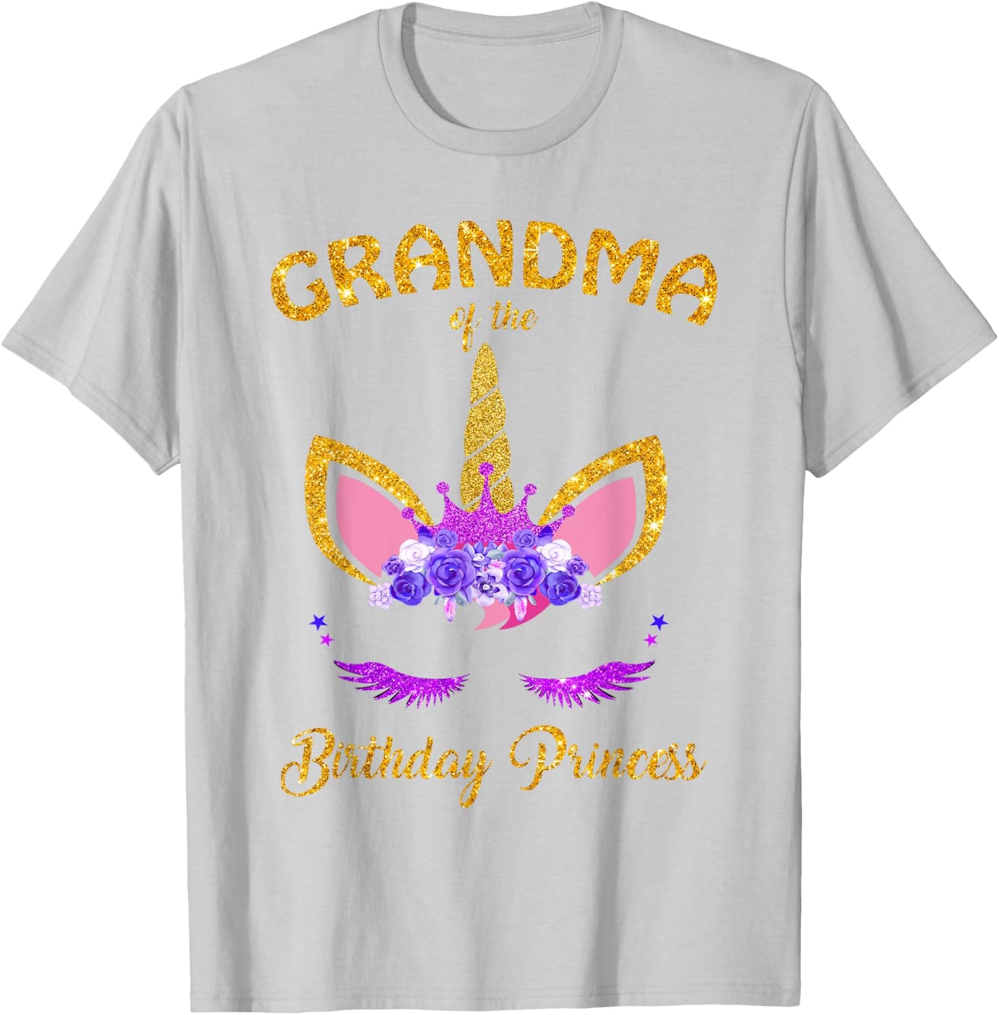 Grandmother Of The Birthday Princess Unicorn Family T Shirt T-Shirt - T-Shirt | Ash