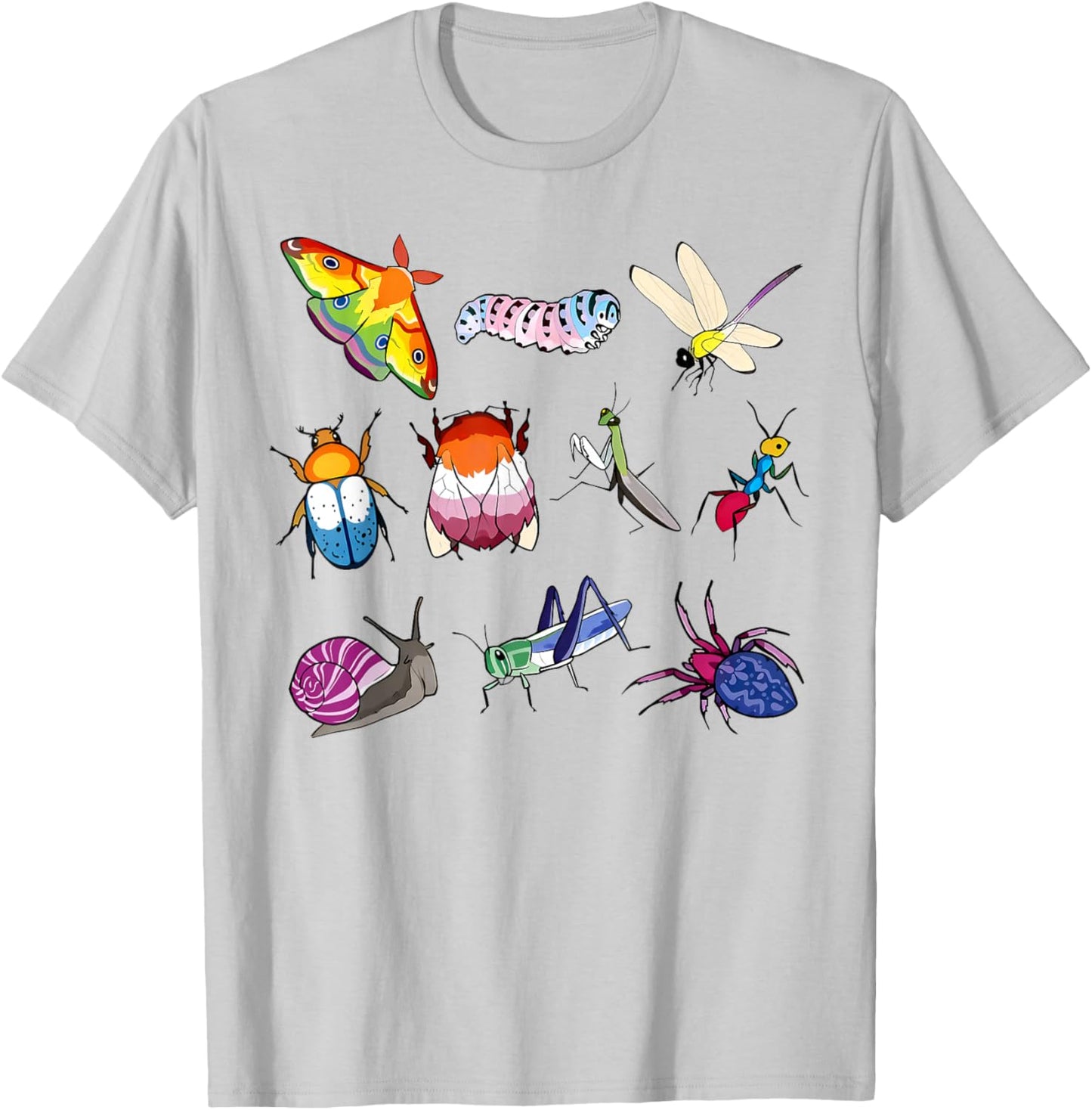 Insect Rainbow LGBT Gay Lesbian Bisexual Transgender Pride T-Shirt - T-Shirt | Ash