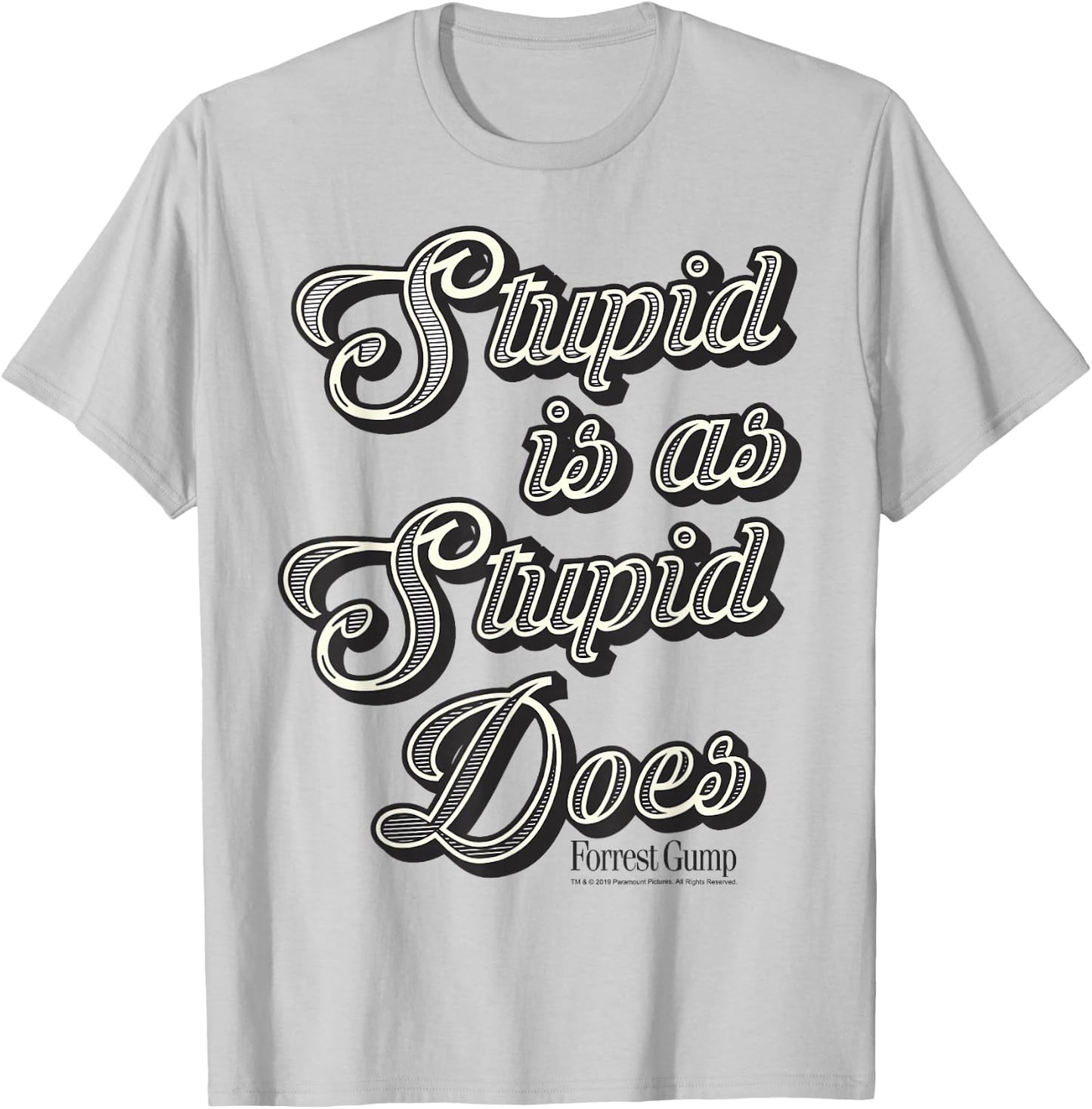 Forrest Gump Stupid Is As Stupid Does Vintage Text T-Shirt - T-Shirt | Ash