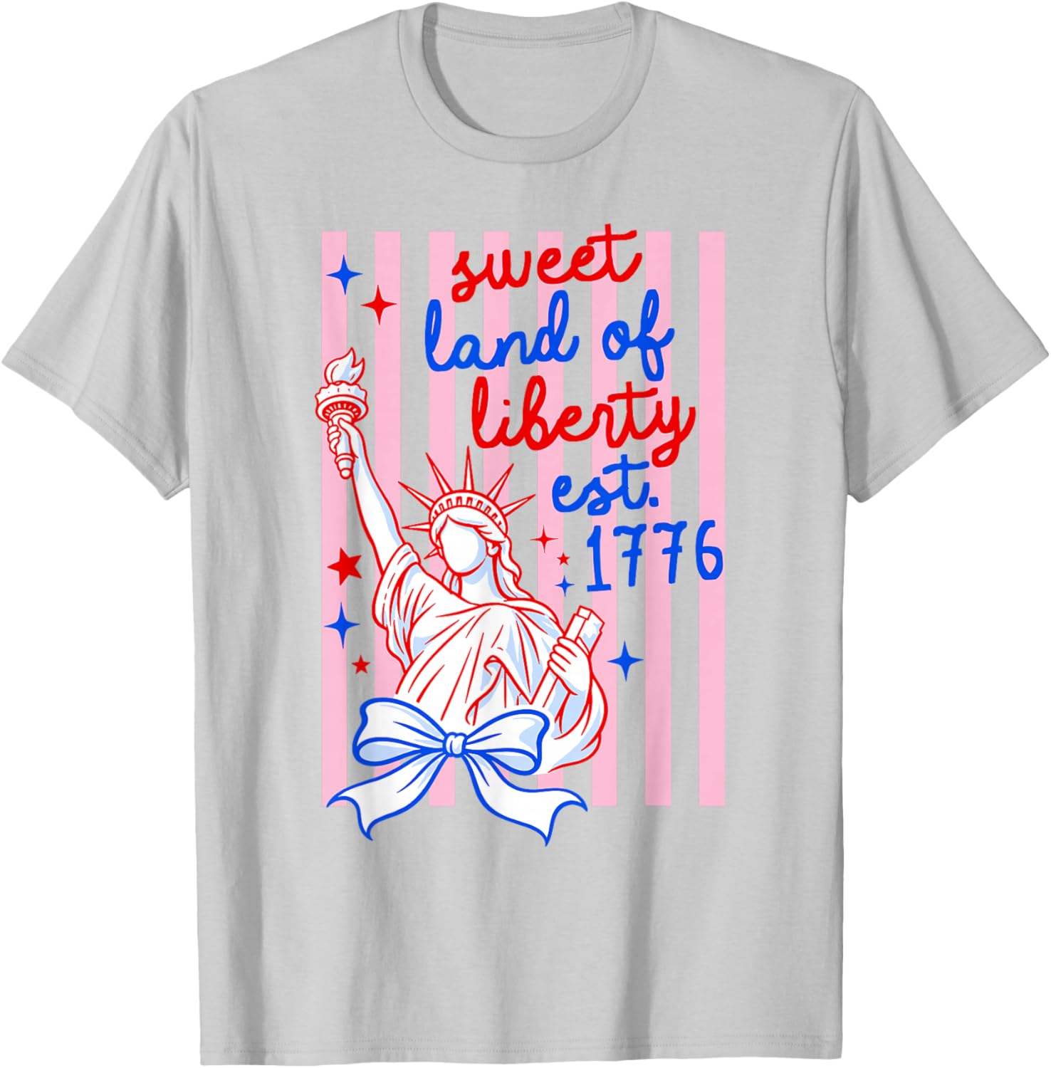 Sweet Land of Liberty Est 1776 4th July USA Flag Men Women T-Shirt - T-Shirt | Ash