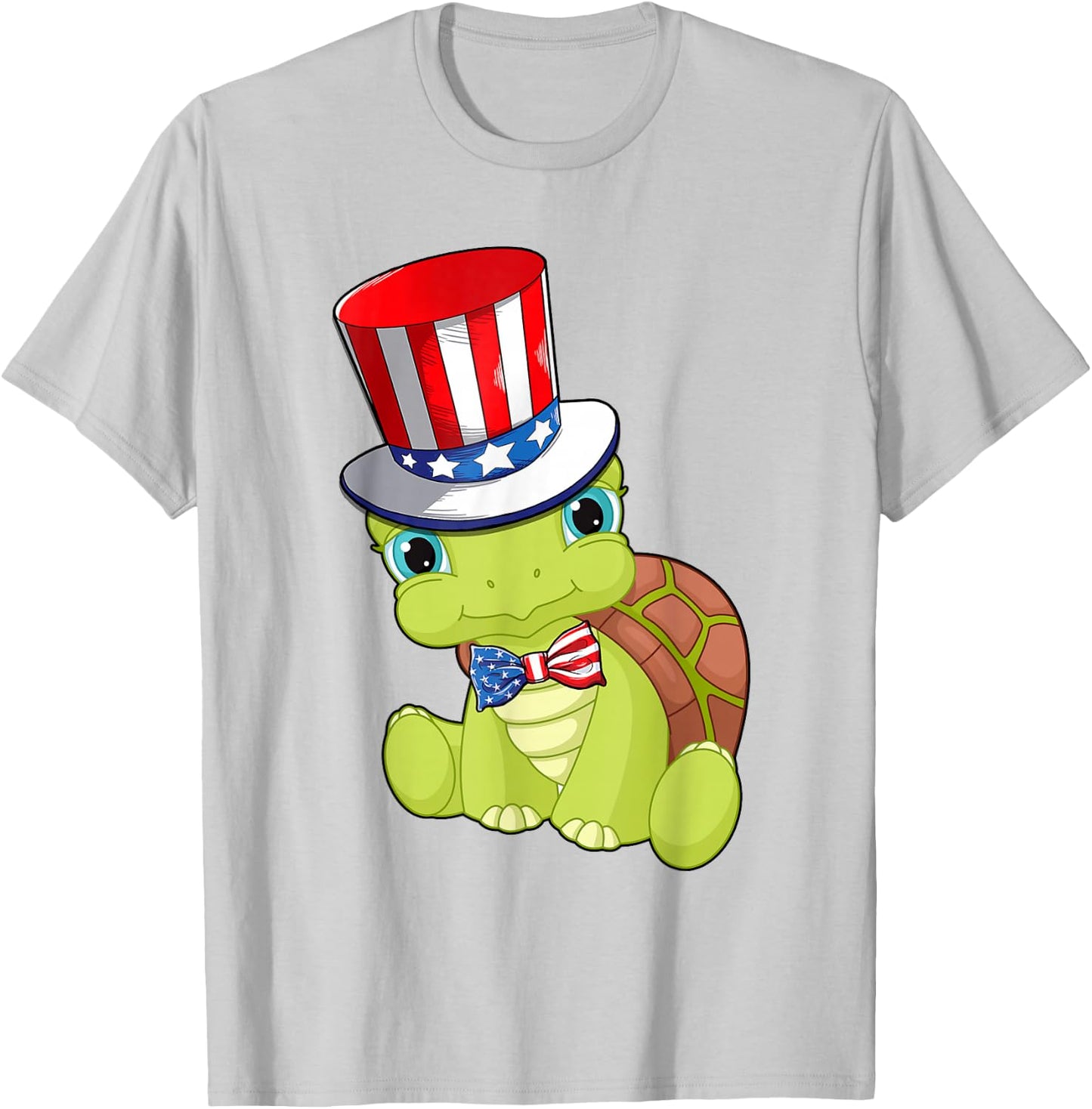 Turtle American Flag Hat Patriotic 4th Of July Shirt Gifts Women Kids Men T-Shirt - T-Shirt | Ash