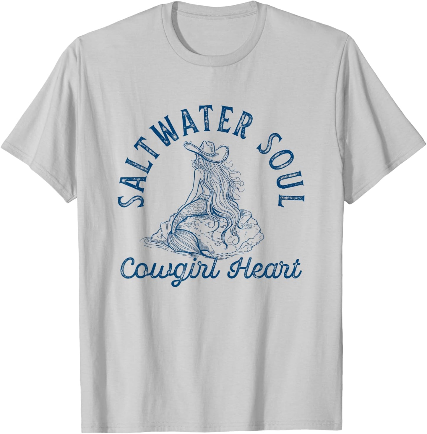 Coastal Cowgirl Aesthetic Western Beachy Cute Mermaid Core T-Shirt - T-Shirt | Ash