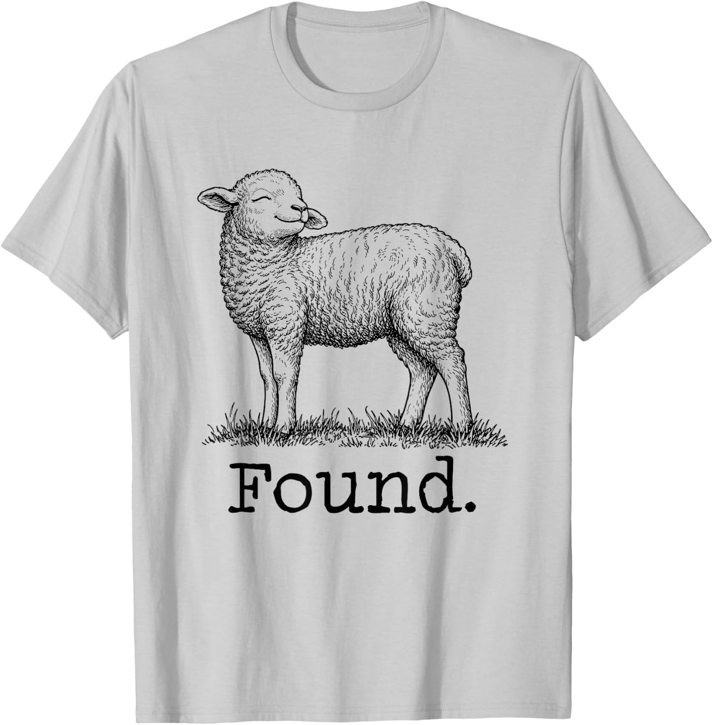 Found Minimalist Sheep Christian Psalm 23 Lamb Christian T-Shirt - T-Shirt | Ash