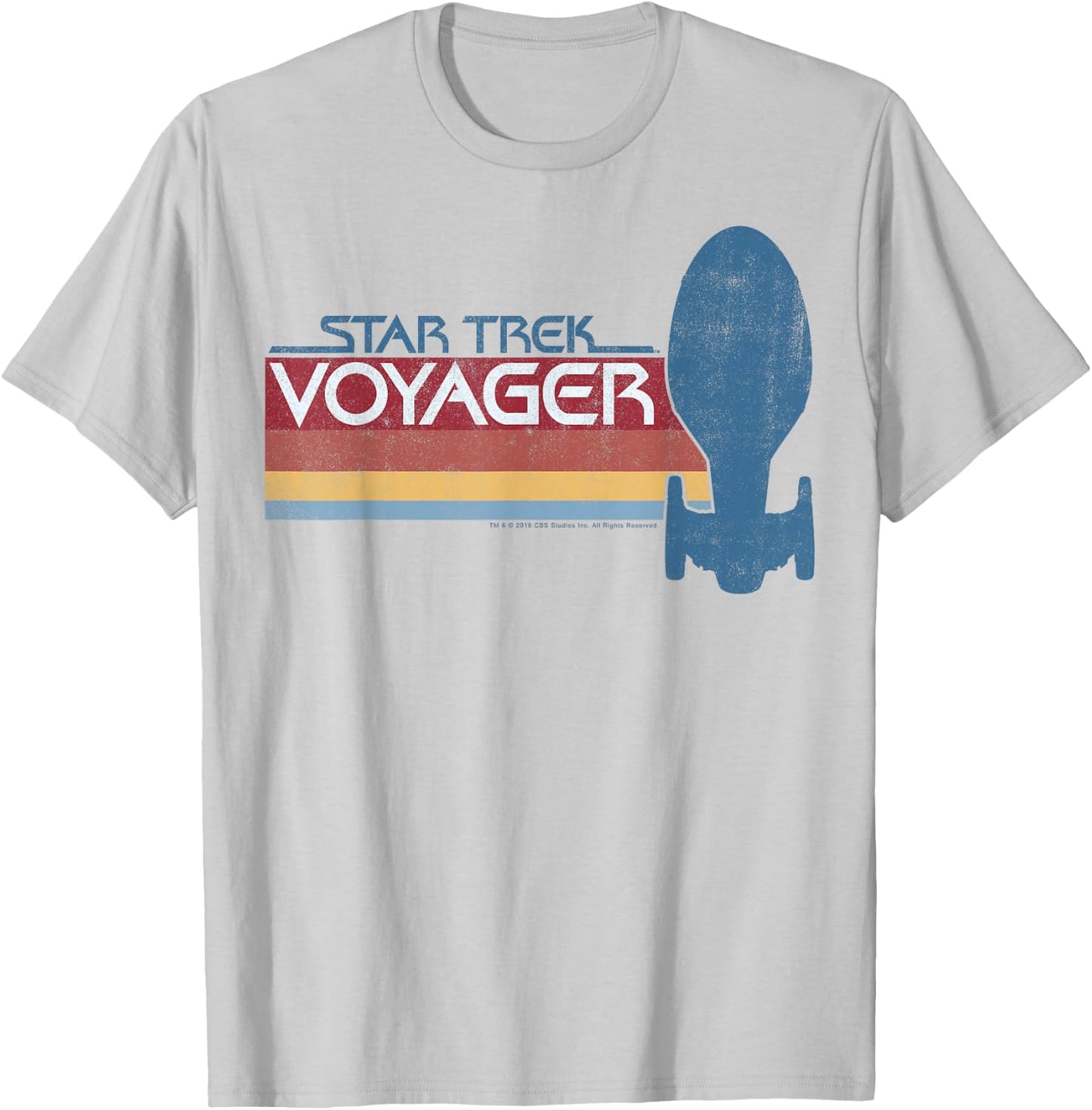 Star Trek Voyager Retro Rainbow Stripe T-Shirt - T-Shirt | Ash