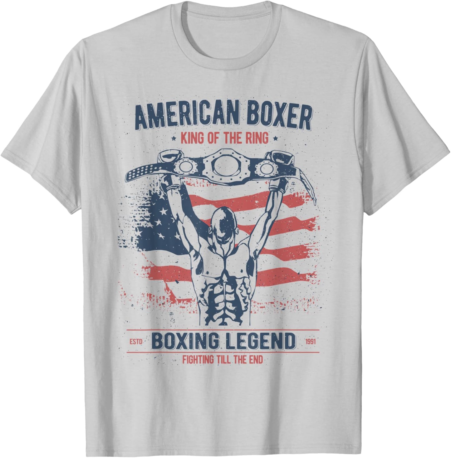 Boxing Shirts Vintage Style Gifts USA American Boxer T-Shirt - T-Shirt | Ash