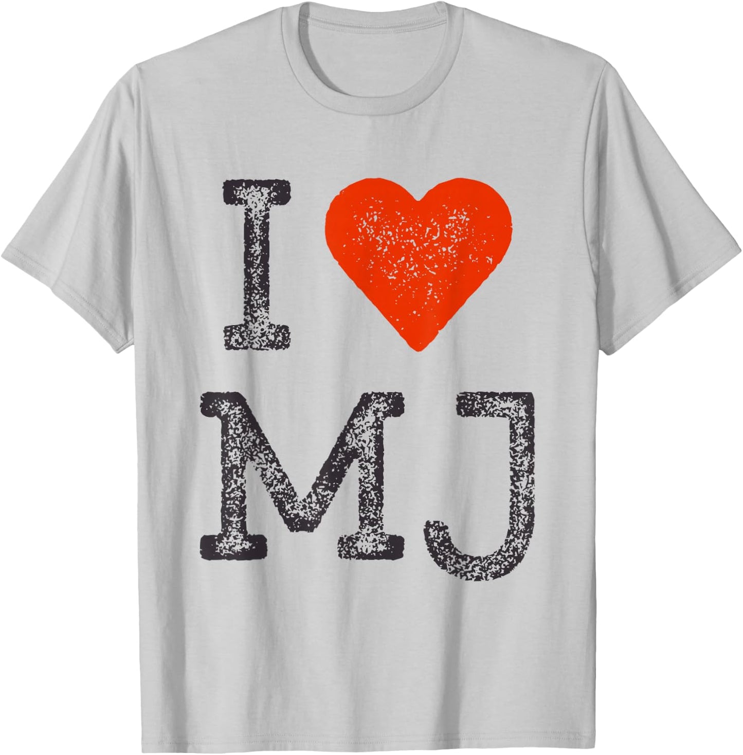 I Love MJ Vintage Fan Merch Red Heart Initials Design M.J. T-Shirt - T-Shirt | Ash
