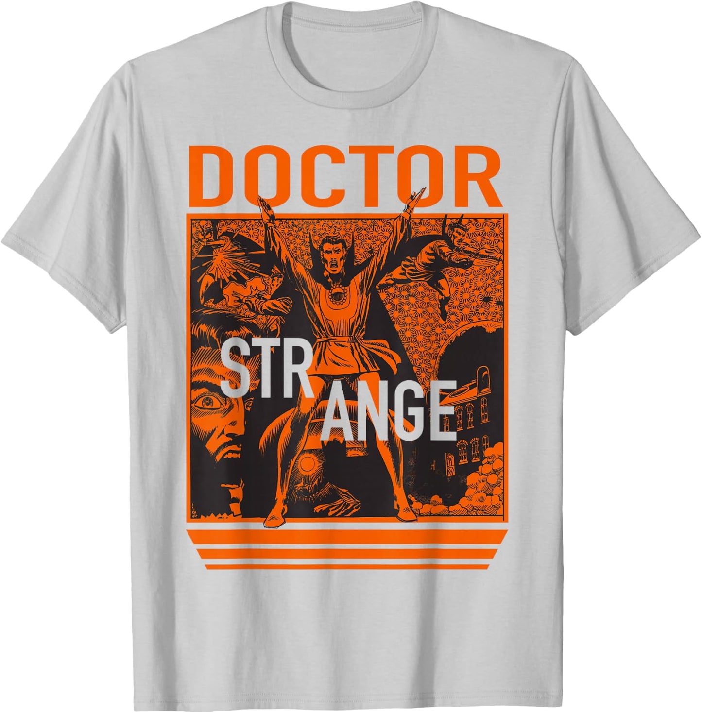 Marvel Doctor Strange Orange Retro Comic Graphic T-Shirt - T-Shirt | Ash