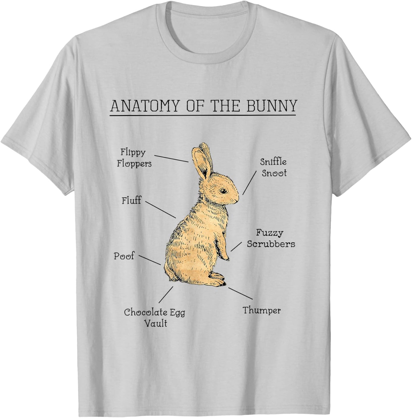 Anatomy Of The Bunny Cute Animal Love Rabbit Easter Funny T-Shirt - T-Shirt | Ash