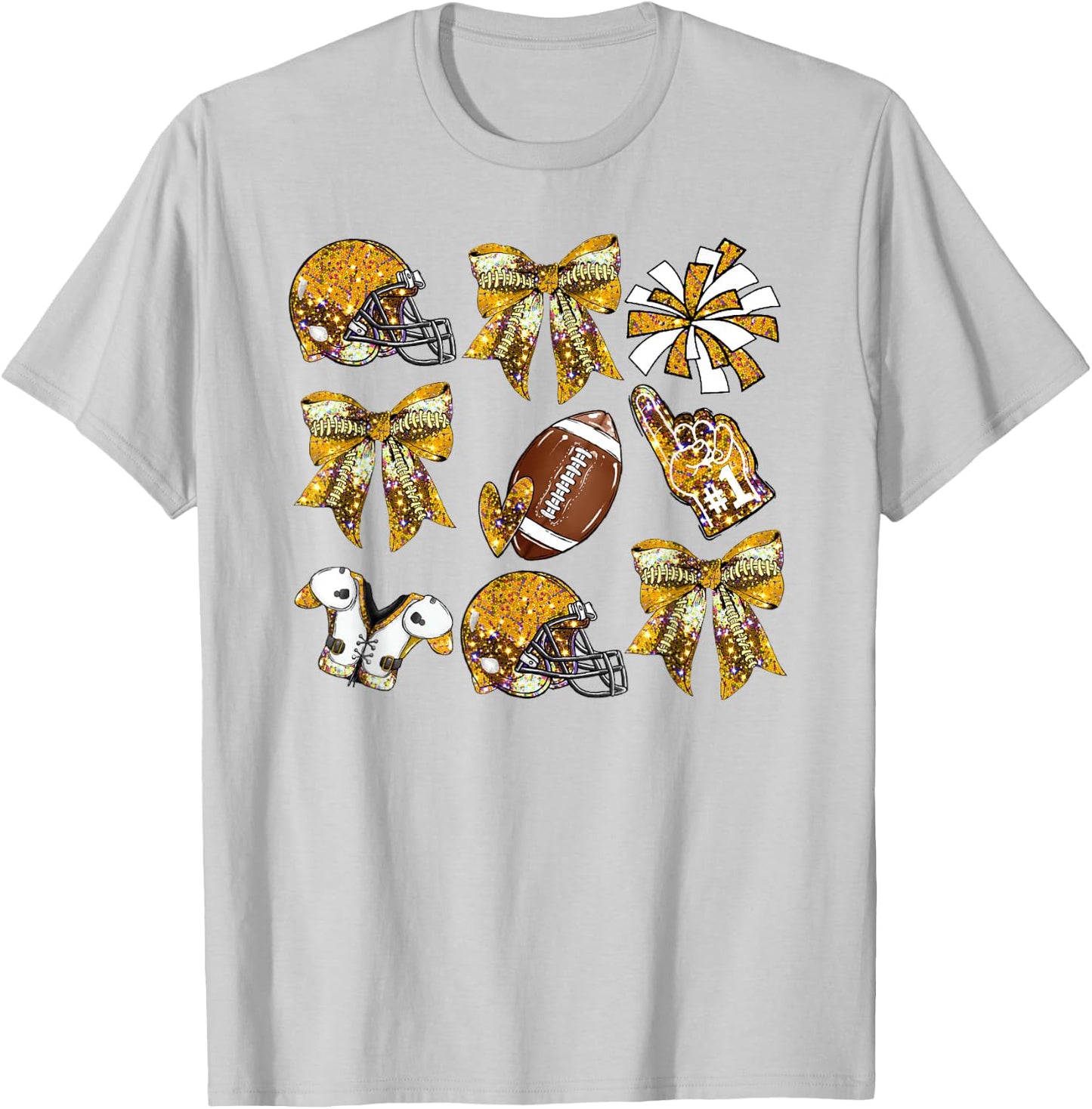 Yellow Coquette Bow Football Game Day Women Girls Kids T-Shirt - T-Shirt | Ash