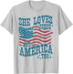 She Loves Jesus and America Too USA Flag 4th of July Vintage T-Shirt - T-Shirt | Ash