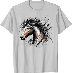Horse Riding; Horse Portrait; Western Horseback & Equestrian T-Shirt - T-Shirt | Ash