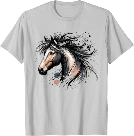 Horse Riding; Horse Portrait; Western Horseback & Equestrian T-Shirt - T-Shirt | Ash