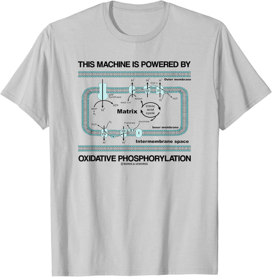 This Machine Is Powered By Oxidative Phosphorylation Humor T-Shirt - T-Shirt | Ash