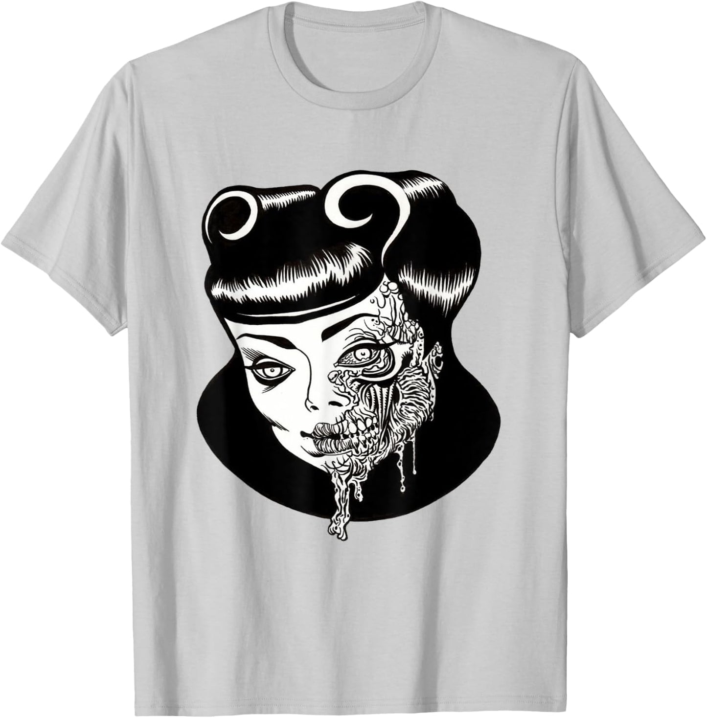 Zombie Pin-Up Girl Head T-Shirt - T-Shirt | Ash