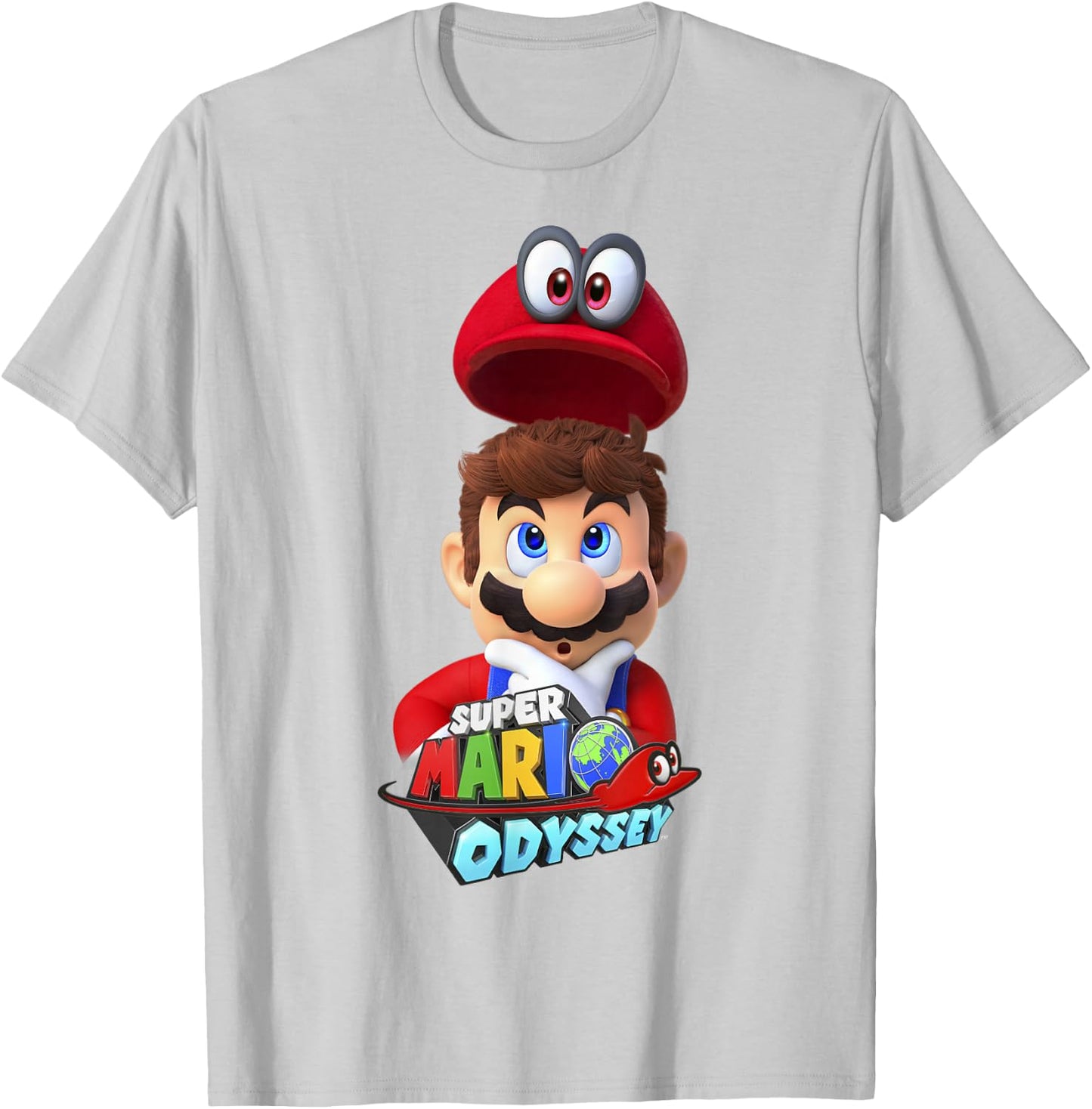 Super Mario Odyssey Game Logo Cappy Mario Graphic T-Shirt - T-Shirt | Ash