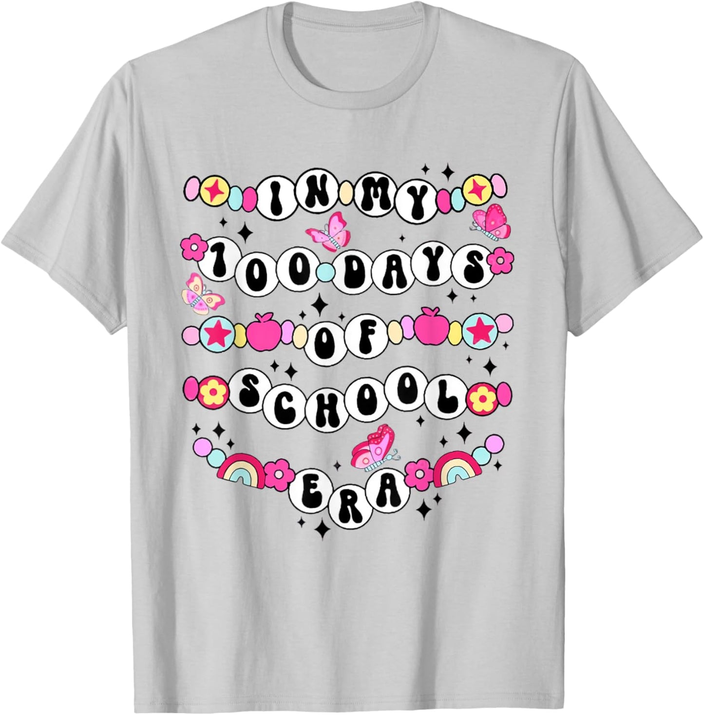 In My 100 Day Of School Era Friendship Bracelet Teacher T-Shirt - T-Shirt | Ash