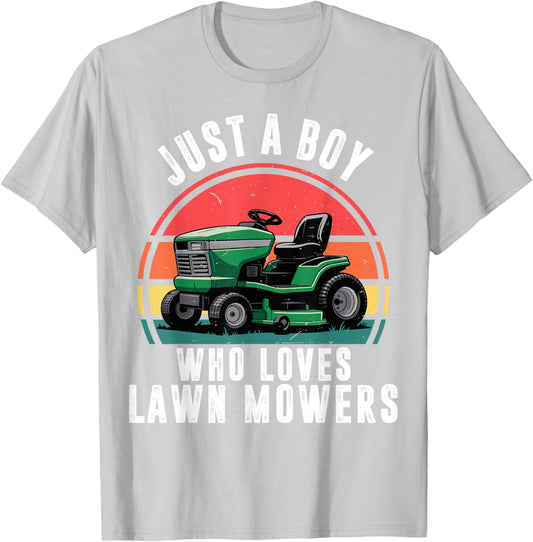 Toddler Boy Who Love Lawn Mower Riding Funny Mowing Birthday T-Shirt - T-Shirt | Ash