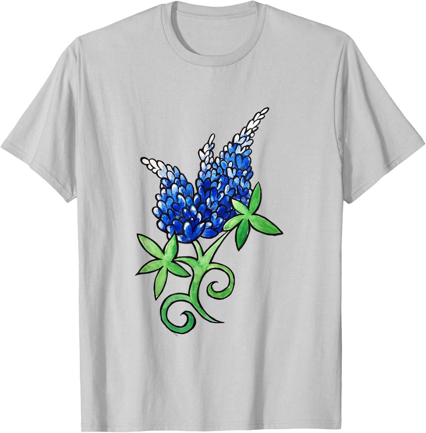 Texas Bluebonnet artistic watercolor texas shirt T-Shirt - T-Shirt | Ash