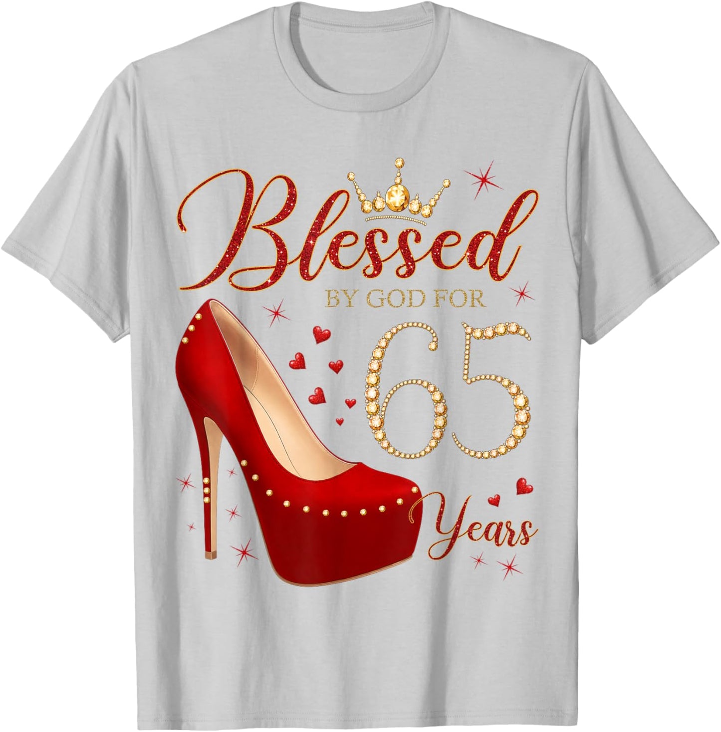 Blessed By God for 65 Years Old 65th Birthday Party T-Shirt - T-Shirt | Ash