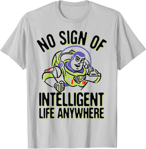 Disney Pixar Toy Story Buzz Lightyear No Intelligent Life T-Shirt - T-Shirt | Ash