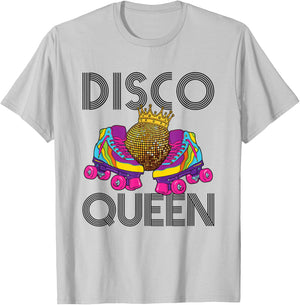 Disco Queen Retro Roller Skating Skater Skate T-Shirt - T-Shirt | Ash
