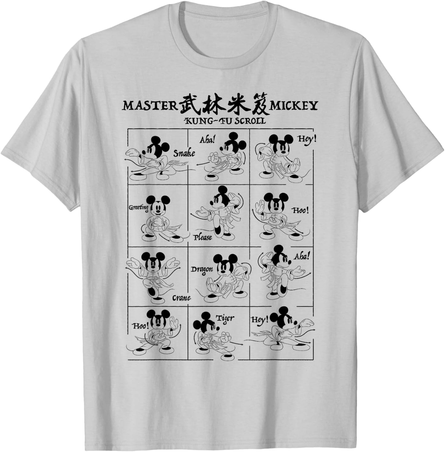 Disney Mickey Year Of The Mouse Kung-Fu Scroll T-Shirt - T-Shirt | Ash