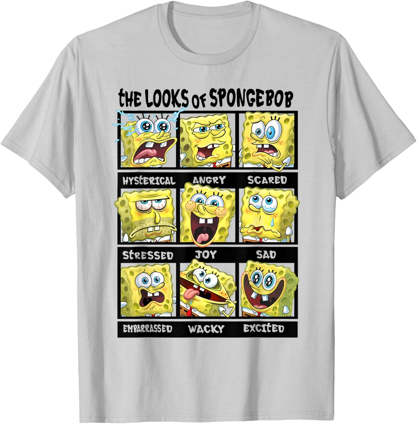 Spongebob SquarePants Multiple Looks & Emotions T-Shirt - T-Shirt | Ash