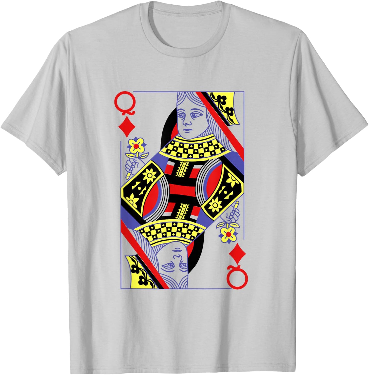 Queen Of Diamonds Deck Of Cards Playing Cards Halloween T-Shirt - T-Shirt | Ash