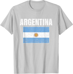 Argentinian Flag Vintage Argentina Map Country Gift T-Shirt - T-Shirt | Ash